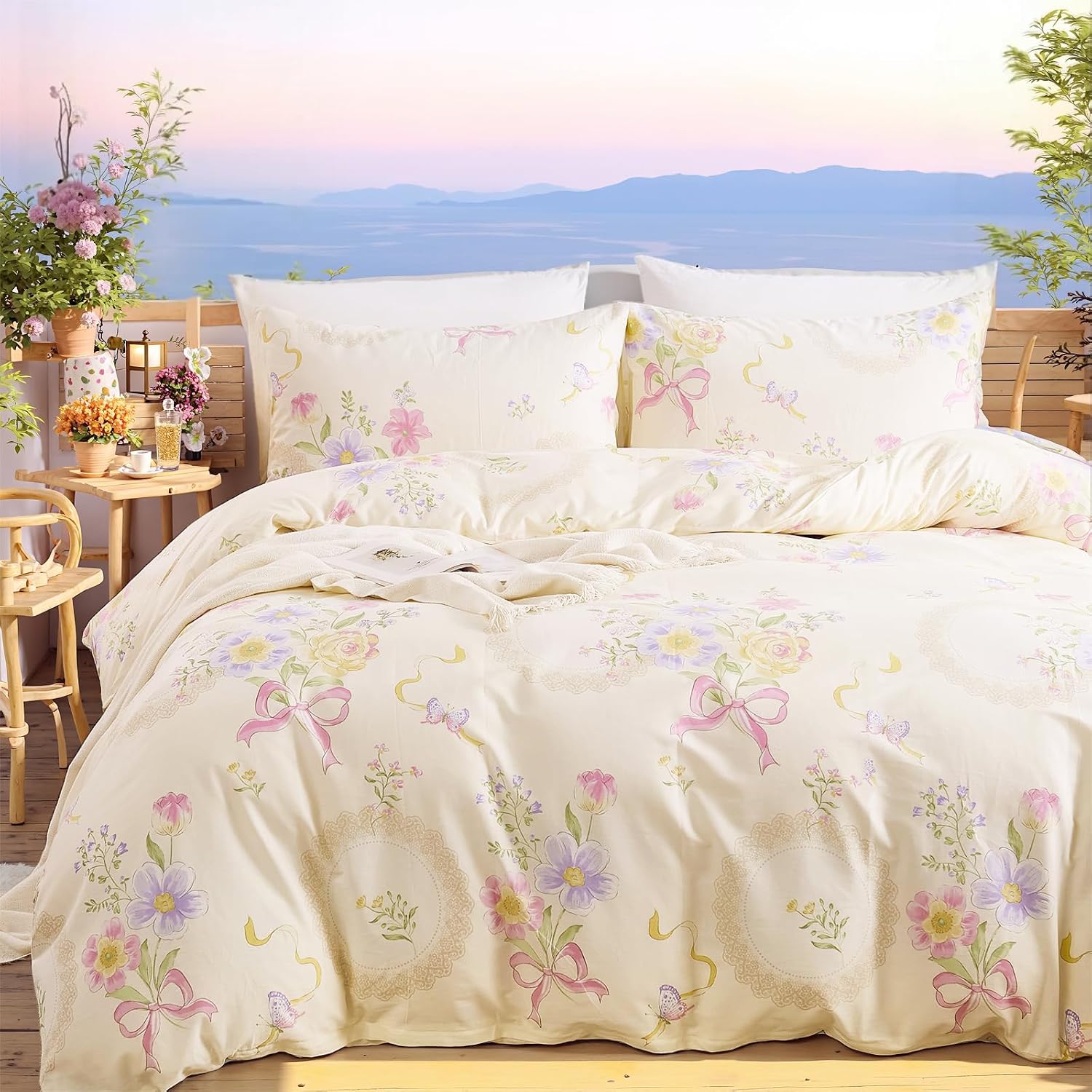 Aesthetic Floral Duvet Cover - Sprei Selimut Motif Bunga Ukuran Queen/King