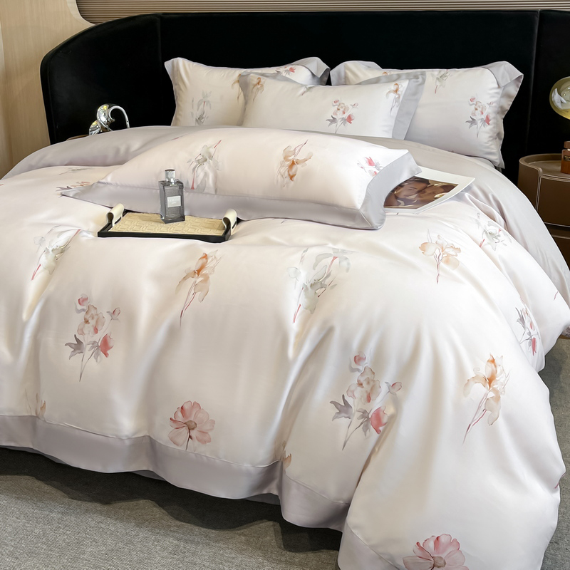 Aesthetic Floral Duvet Cover - Set Sprei Motif Bunga Serat Lyocell