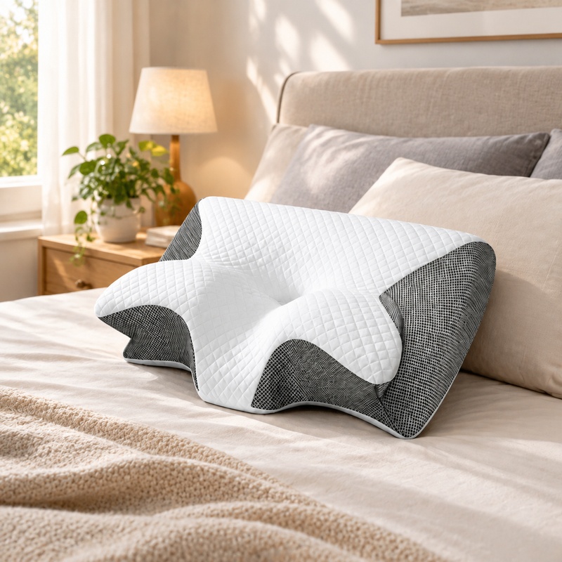 Memory Foam Orthopedic Pillow Neck Pain - Bantal Leher Ortopedi Berbahan Busa Memori