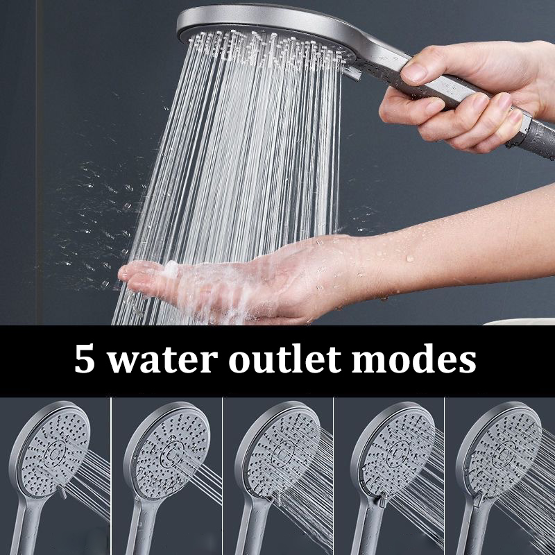 Kepala Pancuran Hitam dengan 5 - High Pressure Shower Head Handheld ulasan dan harga