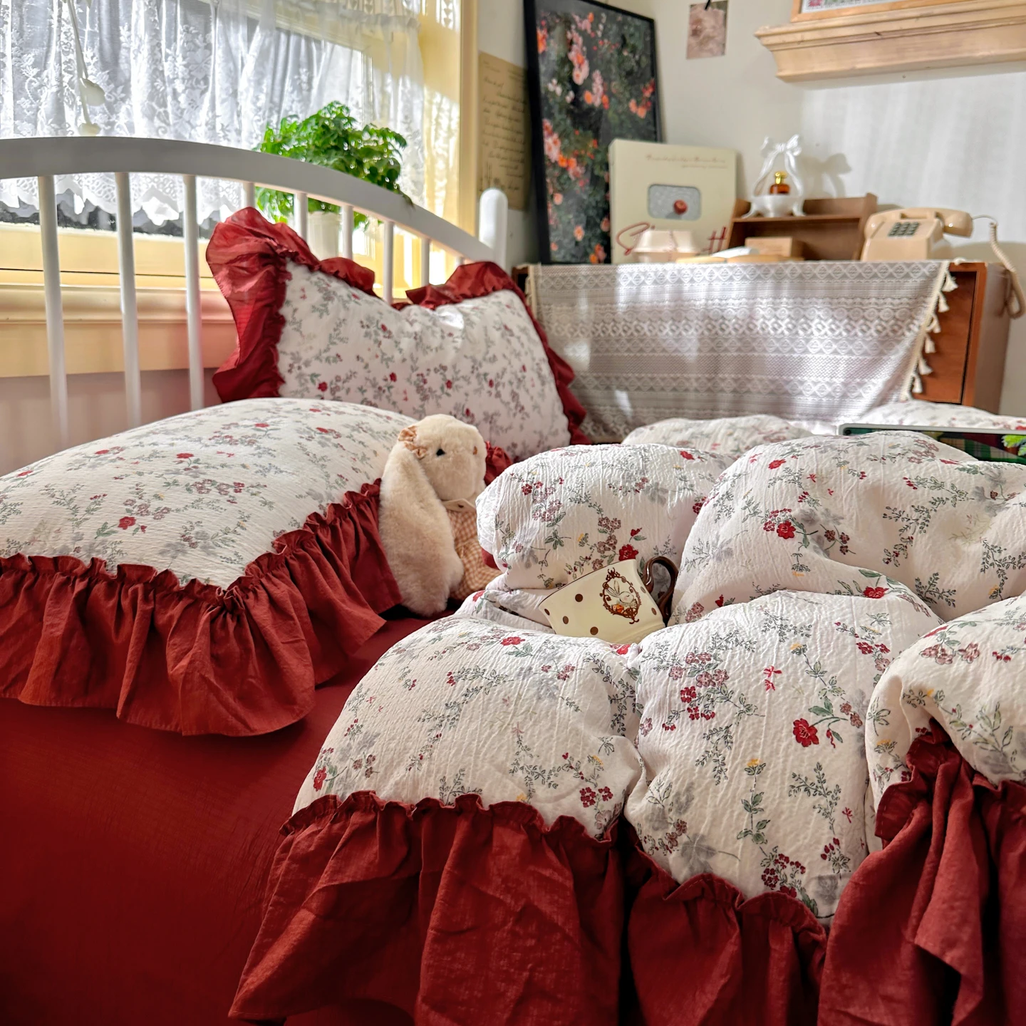 Set Sprei Bergaya Vintage Pran - Aesthetic Floral Duvet Cover ulasan dan harga