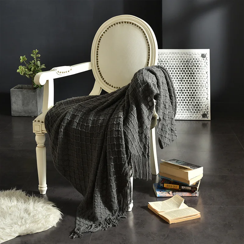 Selimut Rajut Bertekstur Warna - Boho Throw Blanket Fringe ulasan dan harga