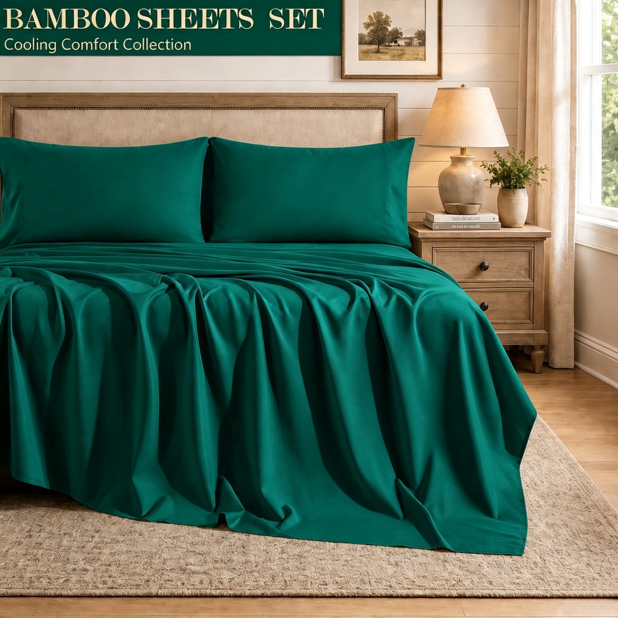 Set Sprei Bambu yang Menyegark - Fitted Bed Sheets Deep Pocket ulasan dan harga